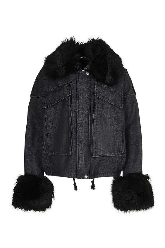 Faky denim padding jacket